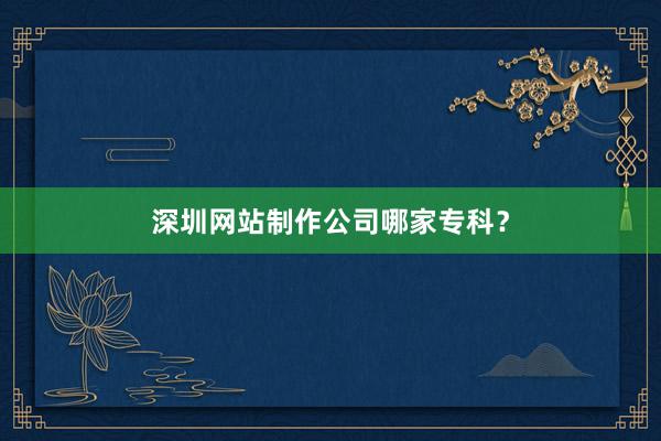 深圳网站制作公司哪家专科？