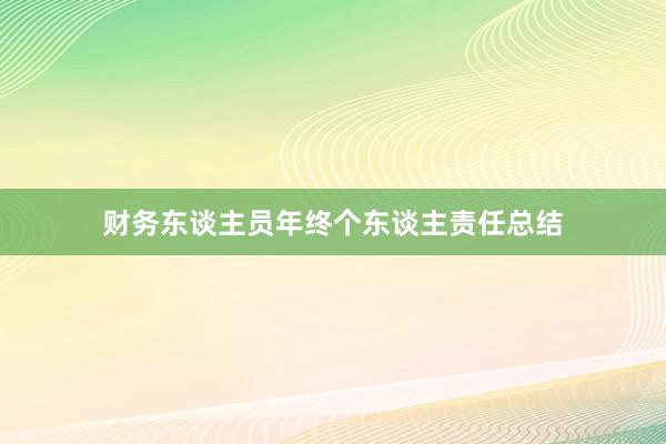 财务东谈主员年终个东谈主责任总结